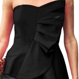 Strapless ruffle black top by Valphsio